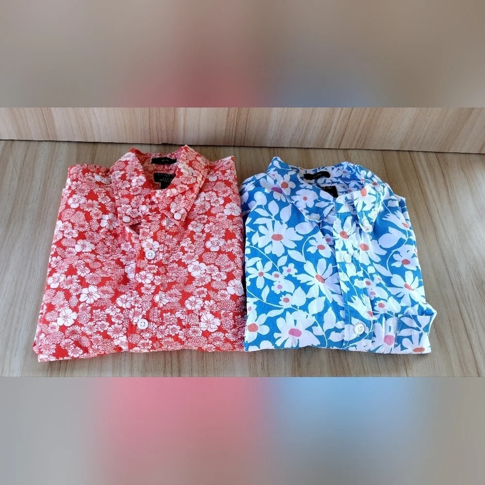 J. Crew Floral Button Down Shirts - Red and Blue